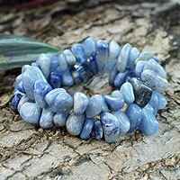 Blue quartz beaded bracelets,