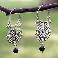 Onyx hoop earrings,
