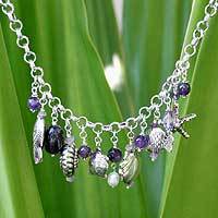 Pearl and amethyst pendant necklace,