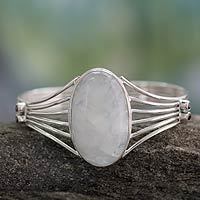 Rainbow moonstone cuff bracelet,