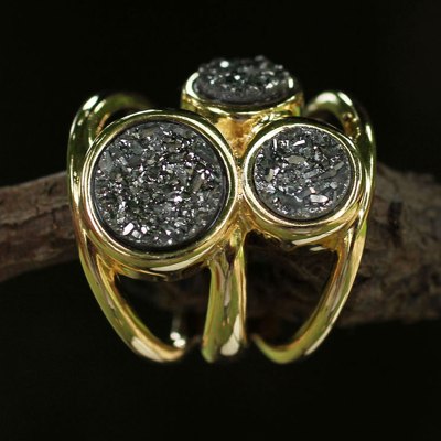 Brazilian drusy agate cocktail ring, Scintillating Samba
