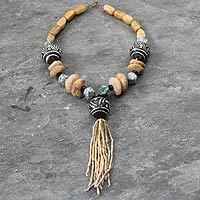Jasper and terracotta beaded necklace,