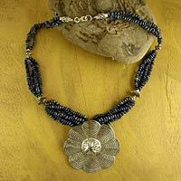 Lapis lazuli flower necklace,