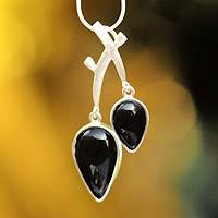 Obsidian pendant necklace,