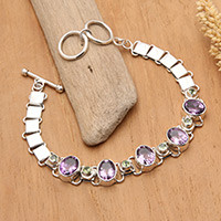 Amethyst and peridot pendant bracelet,