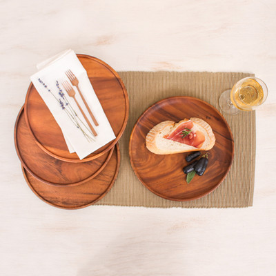 Wood plates, Natural Discs (set of 4)