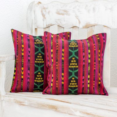 Cotton cushion covers, Magenta Cornfields (pair)