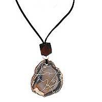 Agate long pendant necklace,
