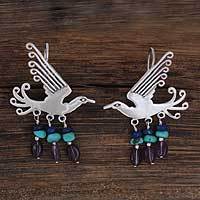 Amethyst and lapis chandelier earrings,