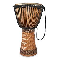 Wood djembe drum,