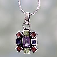 Amethyst and garnet pendant necklace,