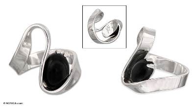 Obsidian cocktail ring