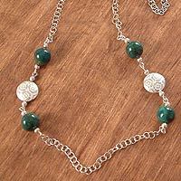 Chrysocolla long necklace,