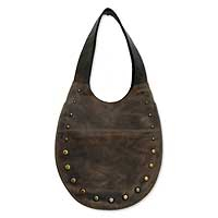 Leather shoulder bag Weathered in Wild Brown Mexico
