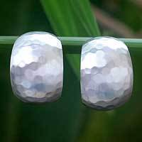 Sterling silver half hoop earrings,