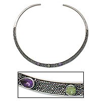 Amethyst and peridot choker,