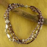 Amethyst and quartz strand necklace,