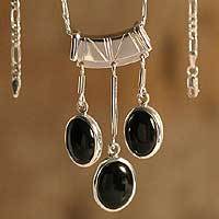 Obsidian waterfall necklace,