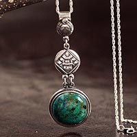 Chrysocolla pendant necklace,
