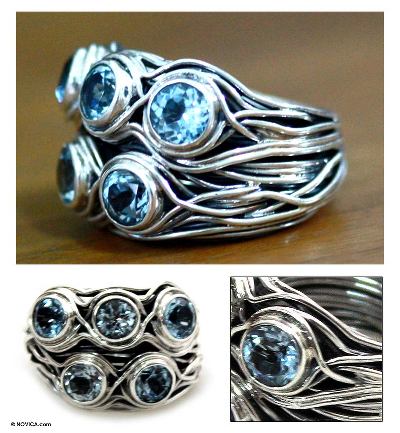 Blue topaz cocktail ring