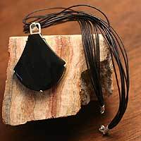 Obsidian pendant necklace,