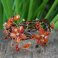 Carnelian and garnet wrap bracelet,