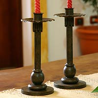 Wrought iron candleholders Tradition pair Guatemala