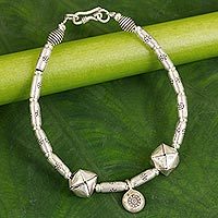 Sterling silver charm bracelet,