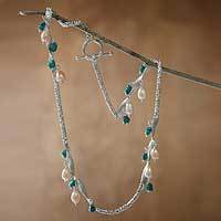 Cultured pearl and turquoise pendant necklace,