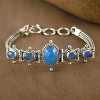 Blue chalcedony pendant bracelet,