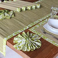 Cotton and natural fibers table set Jade Forest set of 6 Indonesia