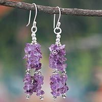 Amethyst waterfall earrings,