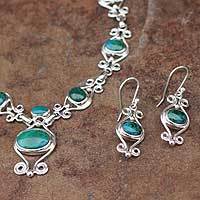 Chrysocolla jewelry set,