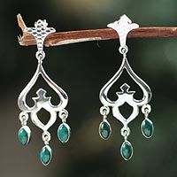 Chrysocolla chandelier earrings,