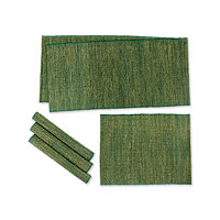 Natural fibers and cotton table runner and placemats Nature of Green set of 4 Indonesia