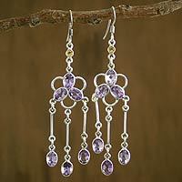 Amethyst and citrine waterfall earrings,