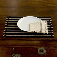 Cotton placemats and napkins Night Wind set for 2 El Salvador