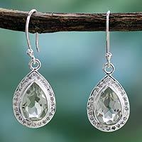 Prasiolite dangle earrings,