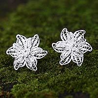 Sterling silver flower earrings,