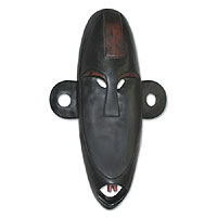 Congolese wood African mask Alert Boa Warrior Ghana
