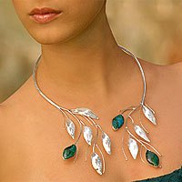 Chrysocolla wrap necklace,