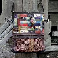 Hemp and cotton shoulder bag Lanna Patchwork Thailand