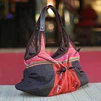 Cotton hobo handbag,
