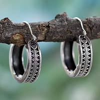 Sterling silver hoop earrings,