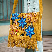 Wool shoulder bag Bluebells Peru