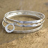 Sterling silver bangle bracelets,