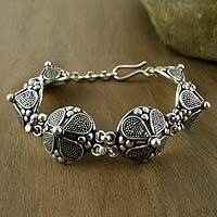 Sterling silver flower bracelet,