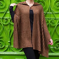 100% alpaca hooded poncho,