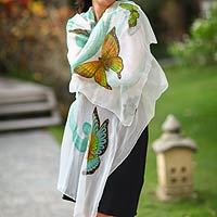 Hand painted silk shawl,