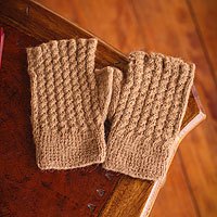 100% alpaca fingerless gloves,